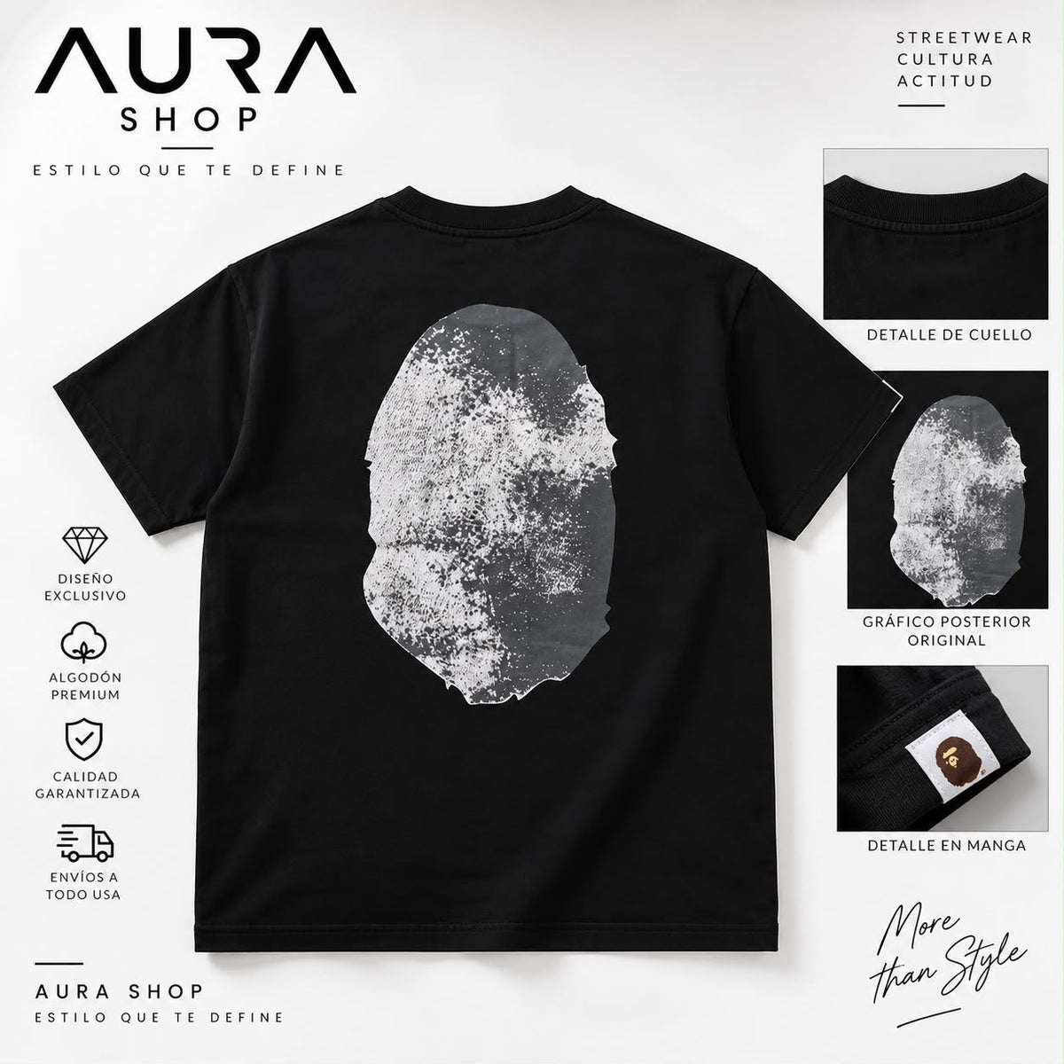Camiseta Ape Head Negra Streetwear