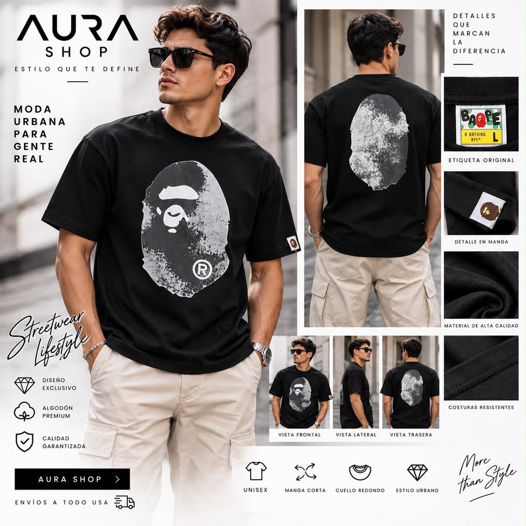 Camiseta Ape Head Negra Streetwear