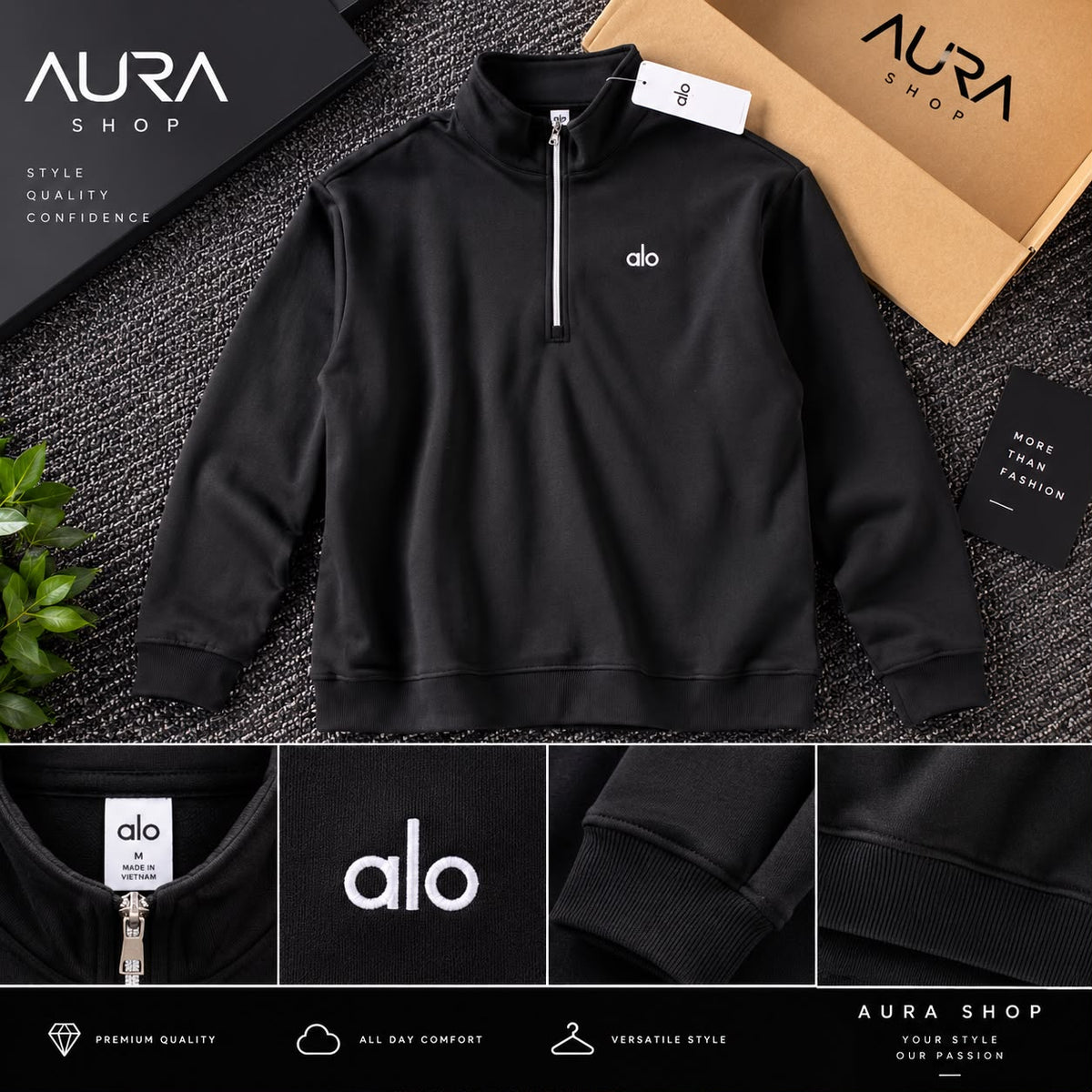Accolade 1/4 Zip Pullover – Black |alo