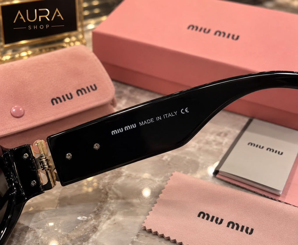 Miu Miu MU 09WS 1AB5S0 Black Rectangular Sunglasses