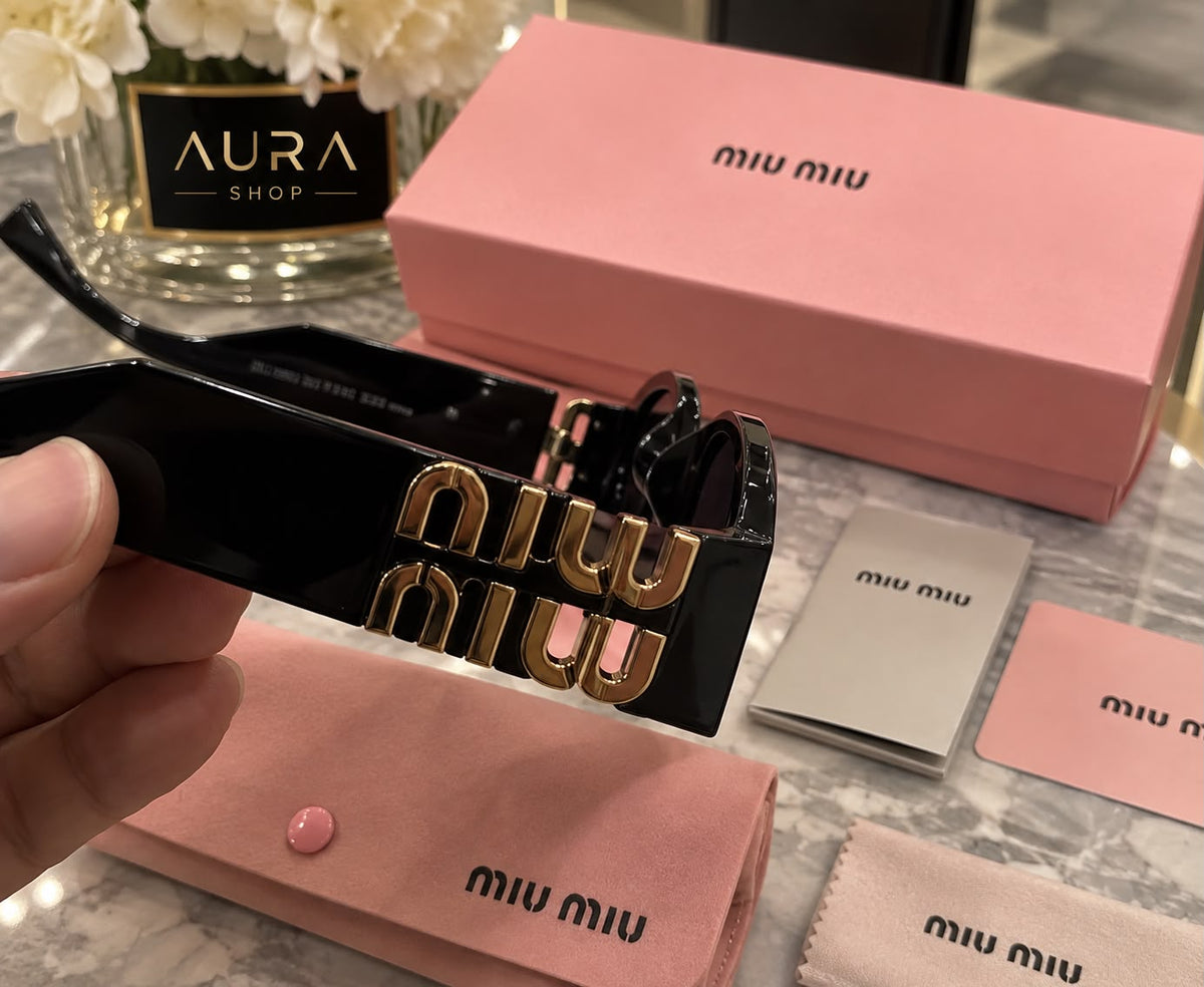 Miu Miu MU 09WS 1AB5S0 Black Rectangular Sunglasses