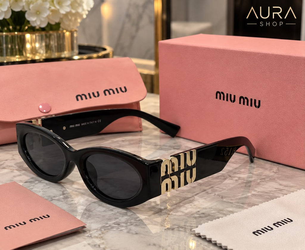 Miu Miu MU 09WS 1AB5S0 Black Rectangular Sunglasses