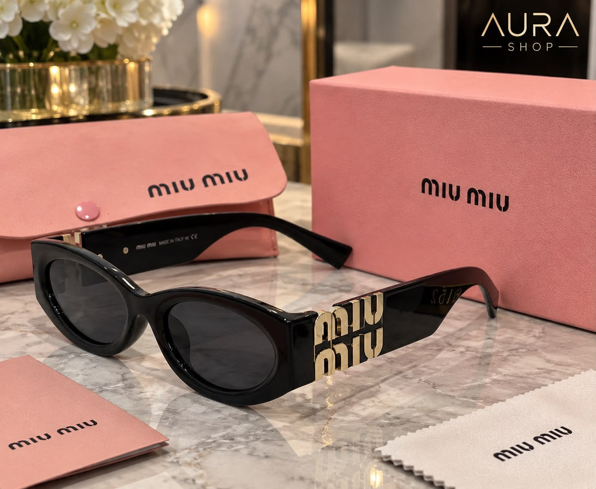 Miu Miu MU 09WS 1AB5S0 Black Rectangular Sunglasses