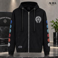 Chrome Hearts Multicolor Sleeve Logo Horseshoe Zip Hoodie – Black
