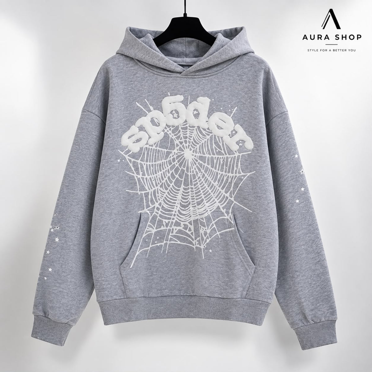 Sp5der OG Web Hoodie – Heather Grey