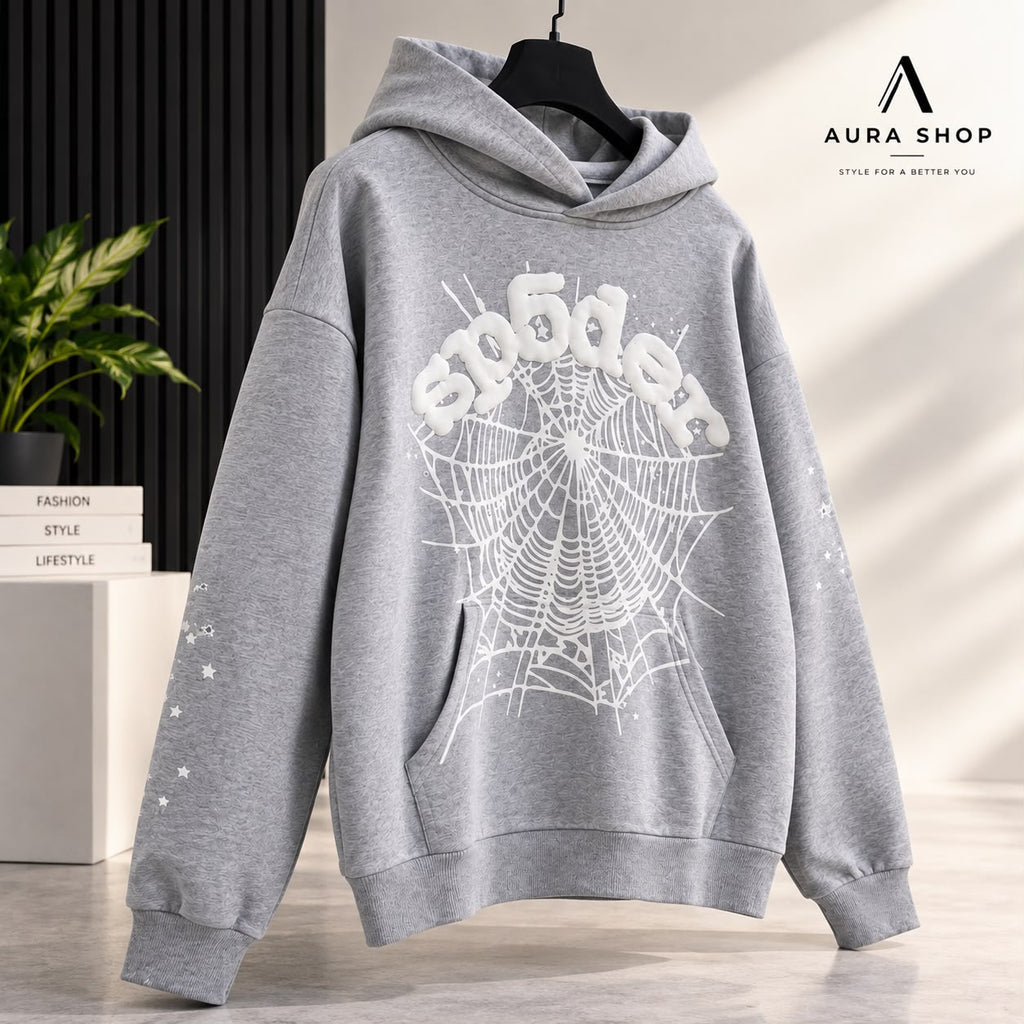 Sp5der OG Web Hoodie – Heather Grey