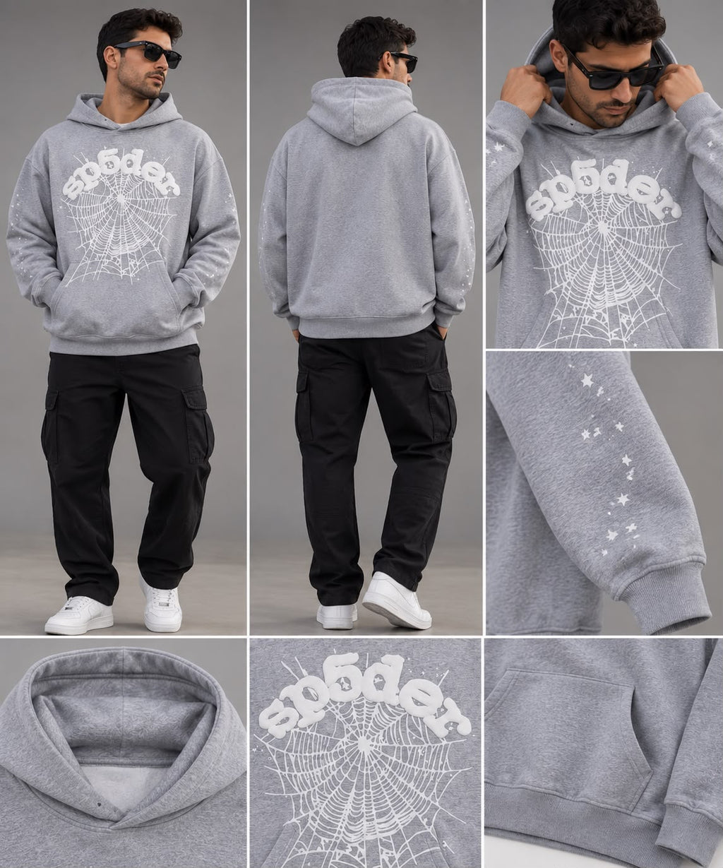 Sp5der OG Web Hoodie – Heather Grey