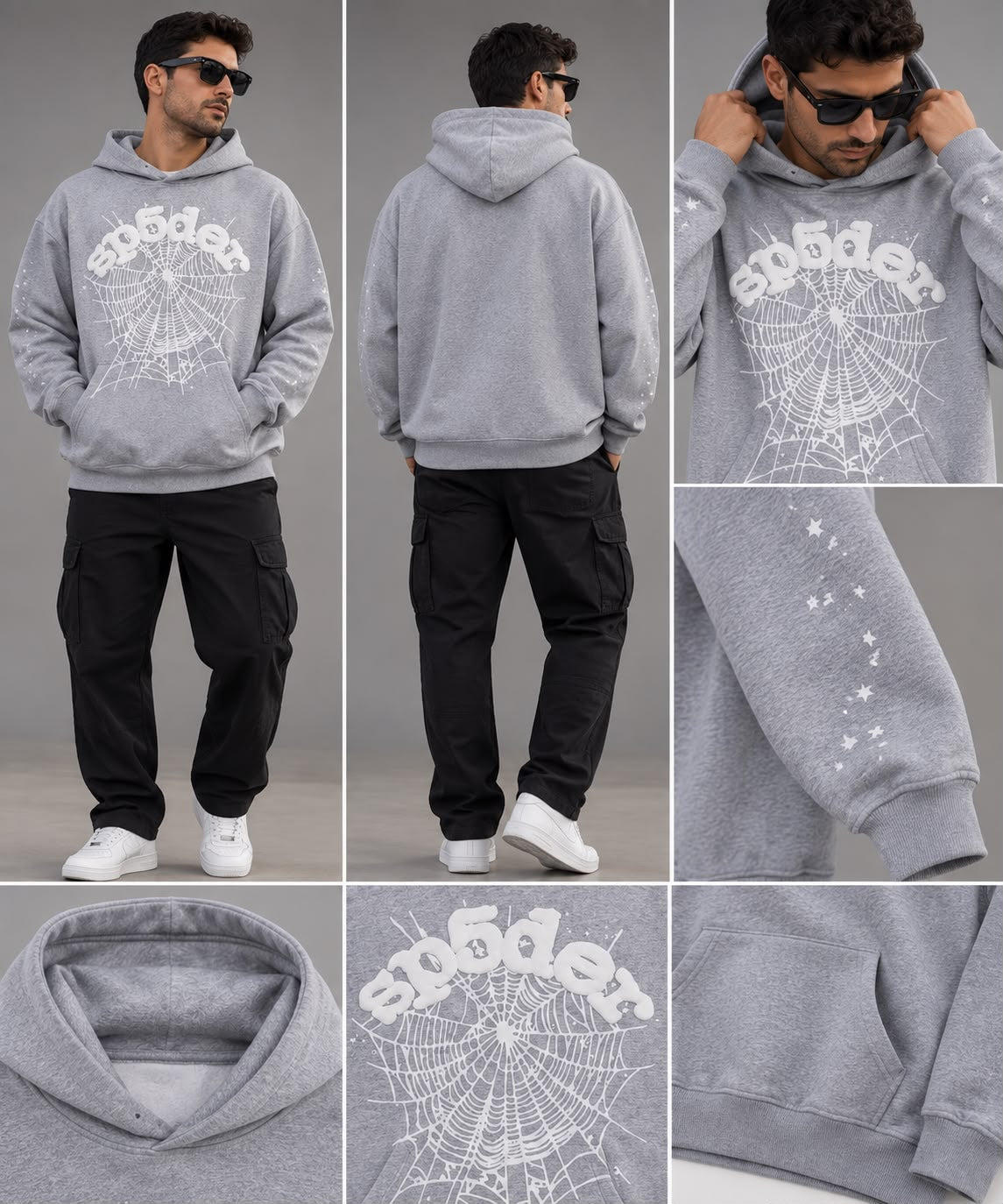 Sp5der OG Web Hoodie – Heather Grey
