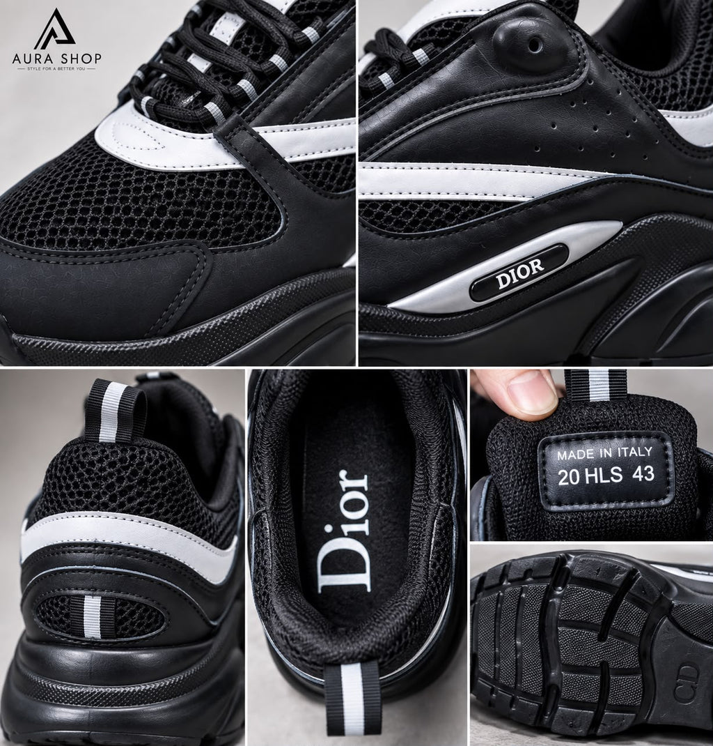 Dior B22 Black Reflective Sneakers
