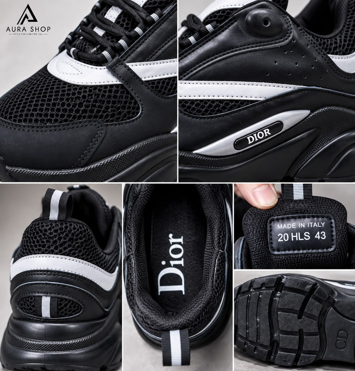 Dior B22 Black Reflective Sneakers