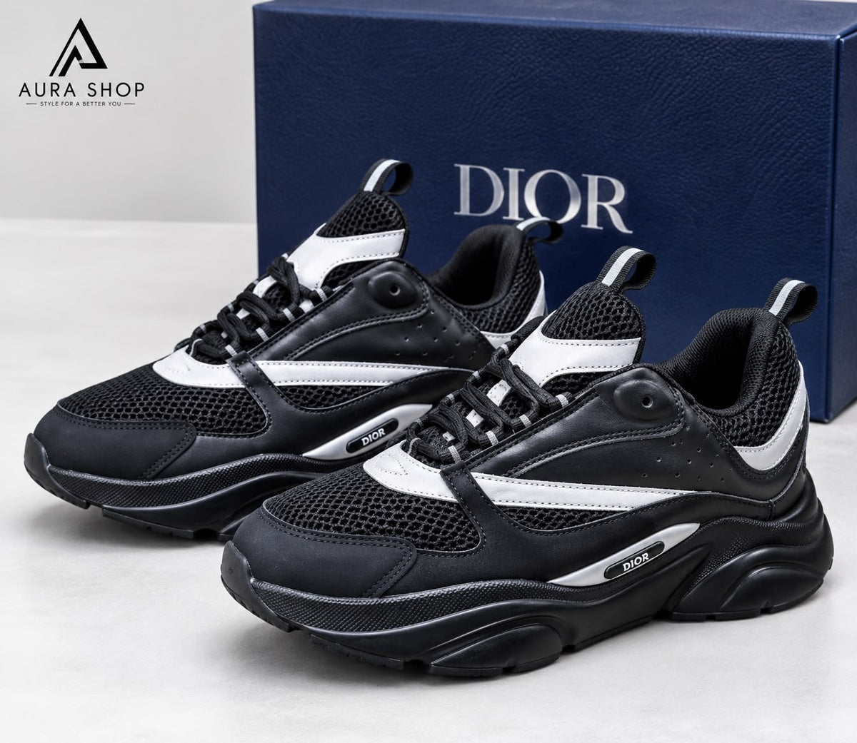Dior B22 Black Reflective Sneakers