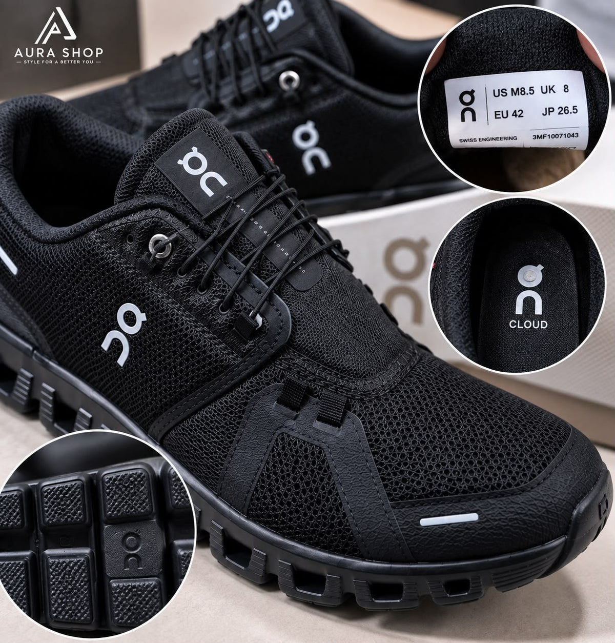 On Cloud 6 Black Black Men’s Sneakers