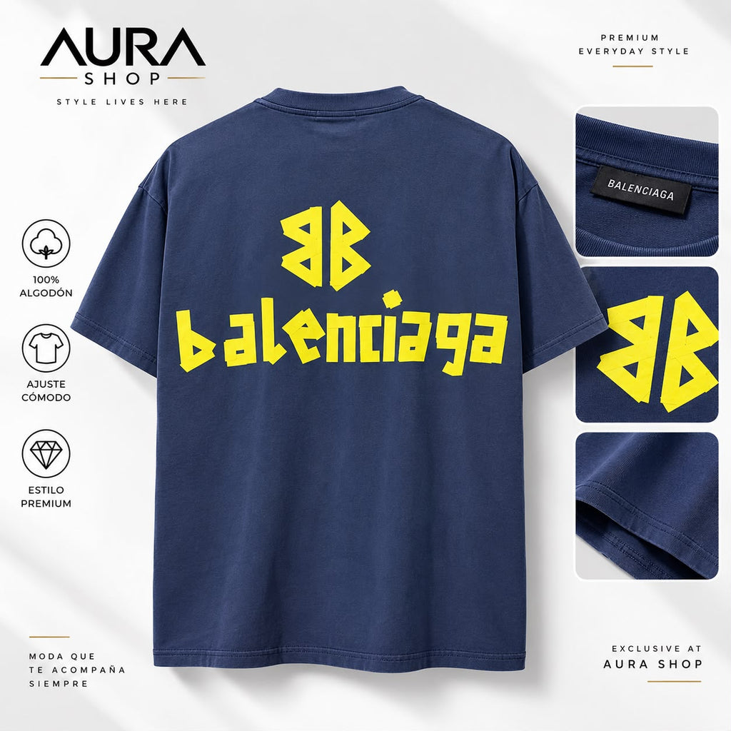 Oversized Graphic T-Shirt – Washed Blue BALENCIAGA