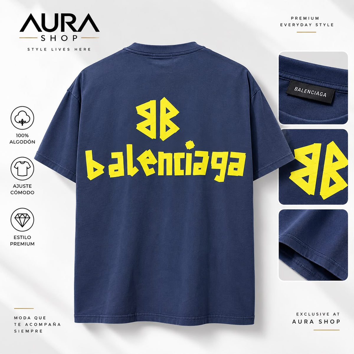 Oversized Graphic T-Shirt – Washed Blue BALENCIAGA