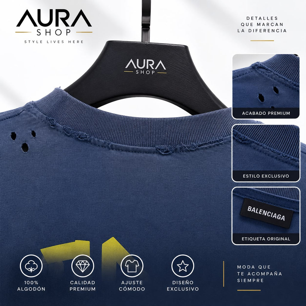 Oversized Graphic T-Shirt – Washed Blue BALENCIAGA