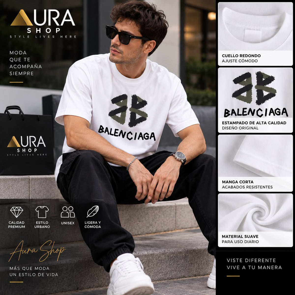 Camiseta Blanca Streetwear BB Graphic