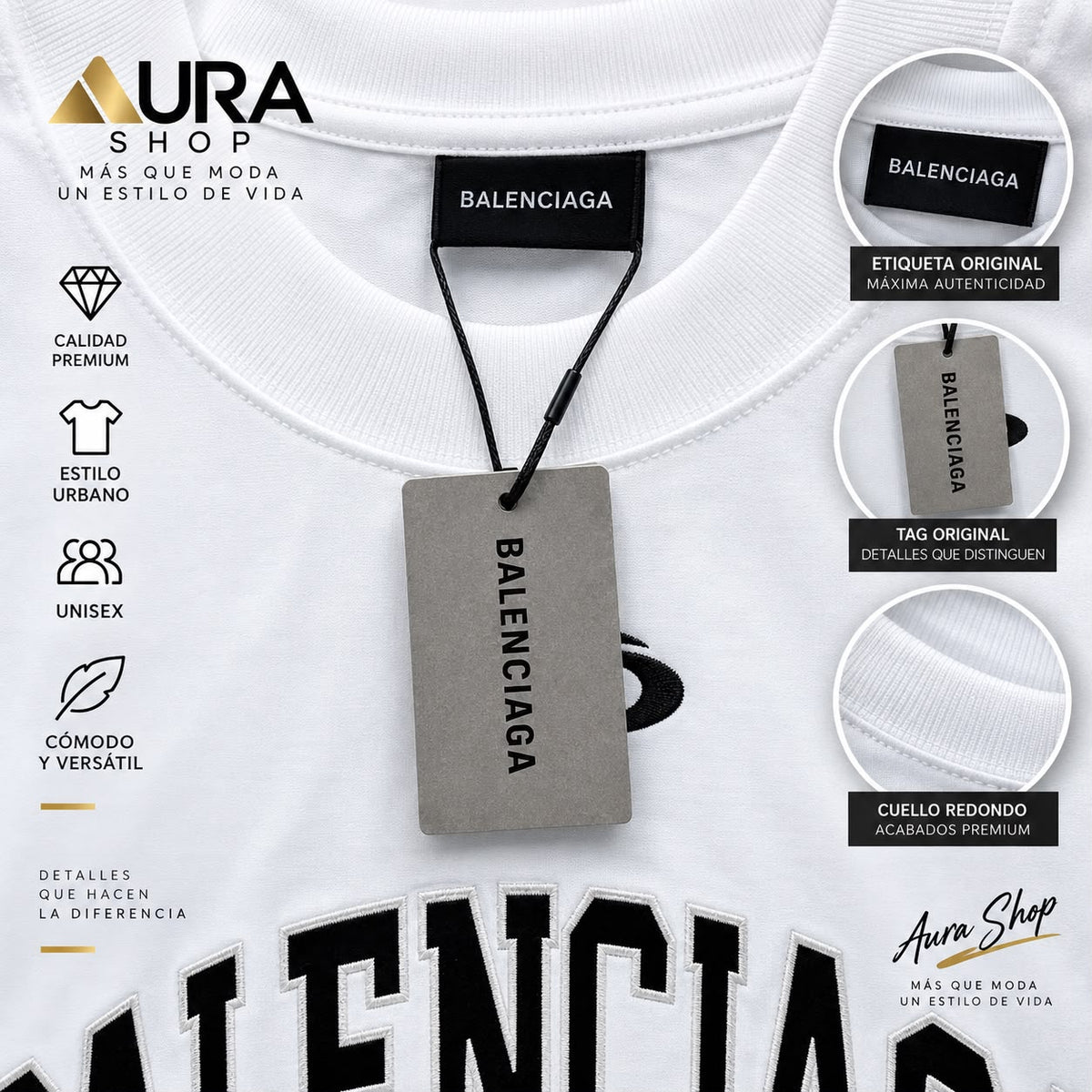 Camiseta Blanca Manga Larga 01 Arch Logo Streetwear